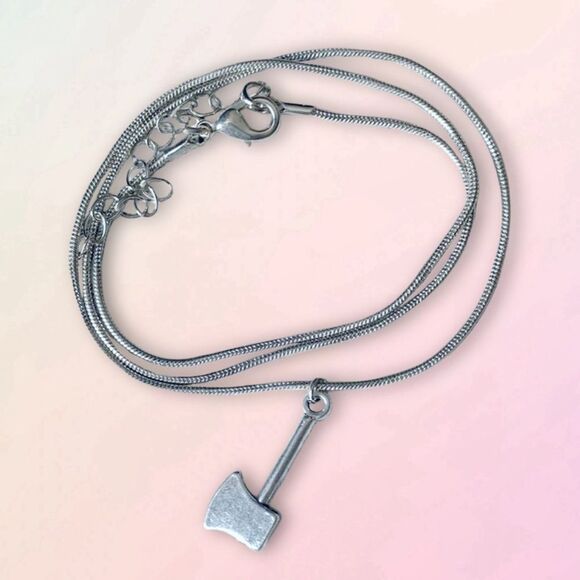 Dainty, Faux Axe Blade, Charm & Rope Chain, NEW - Picture 2 of 8